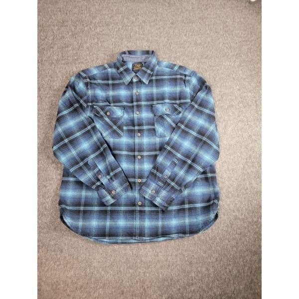 Jachs Heritage Men's Size 2XL Flannel Blue Plaid 100% Cotton Long Sleeve
