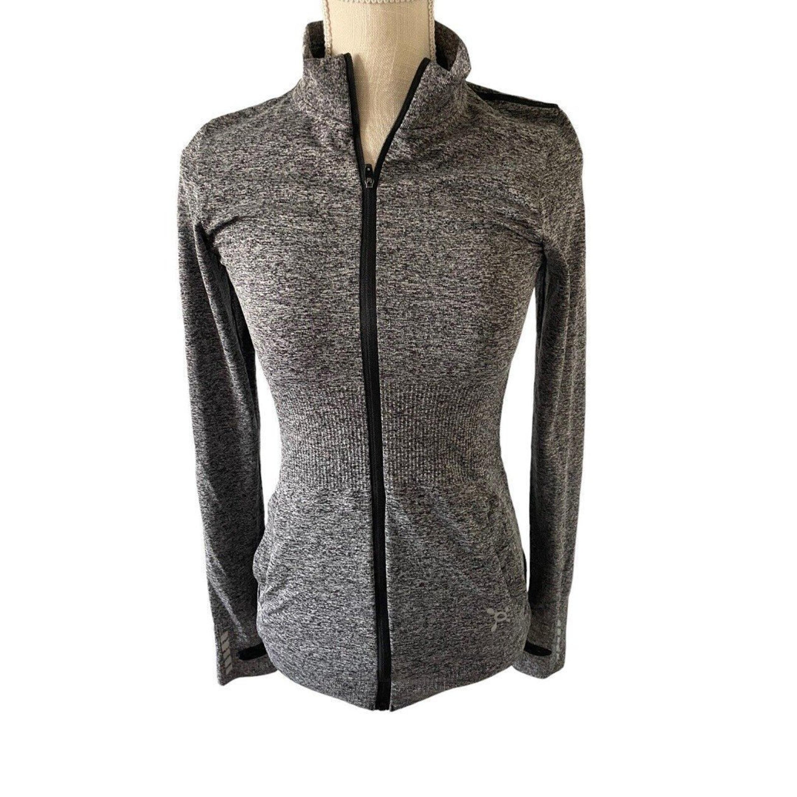 Orange Theory Heather Gray Long Active Jacket-Ribbed Waist & Thumbholes Small