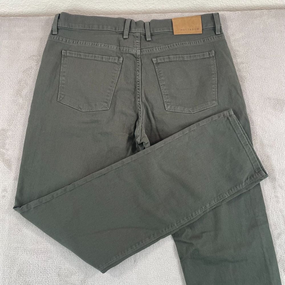 Mott & Bow Mercer Jeans Men 36x34 Military Green Denim Classic Slim Fit