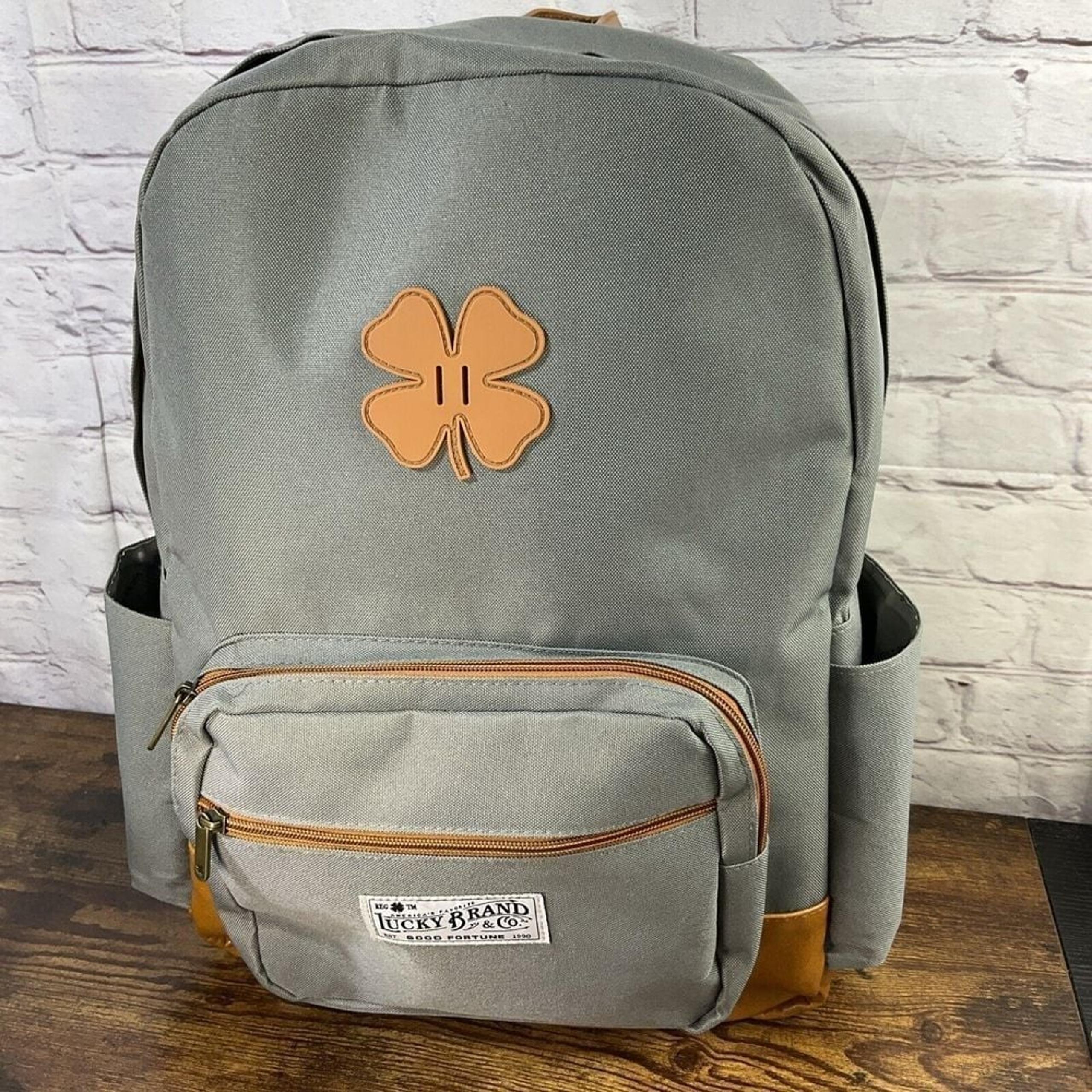 Lucky Brand Backpack Gray Canvas Leather Trim NWOT