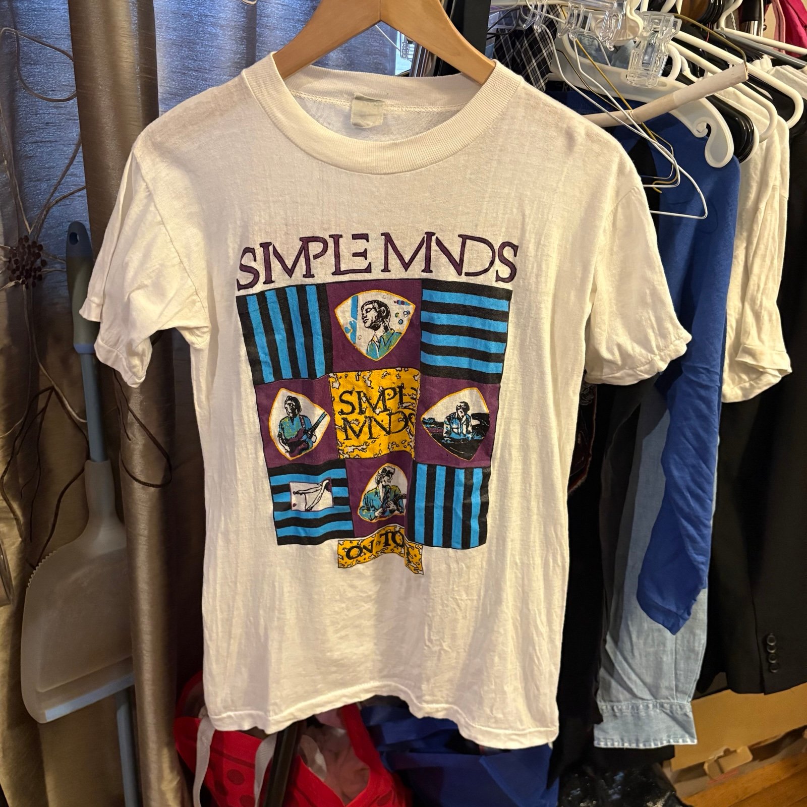 Vintage 90's SIMPLE MINDS band tee concert Tour White T Shirt Size M 18x25