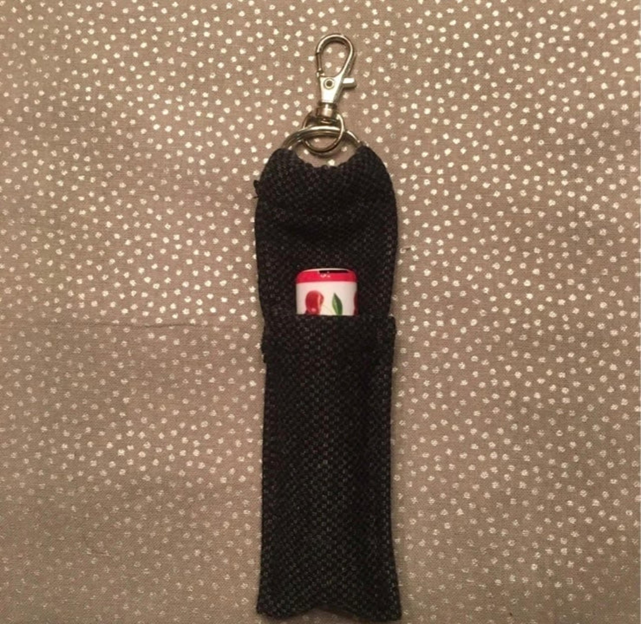 Black Chapstick Holder & Cherry Chapstick