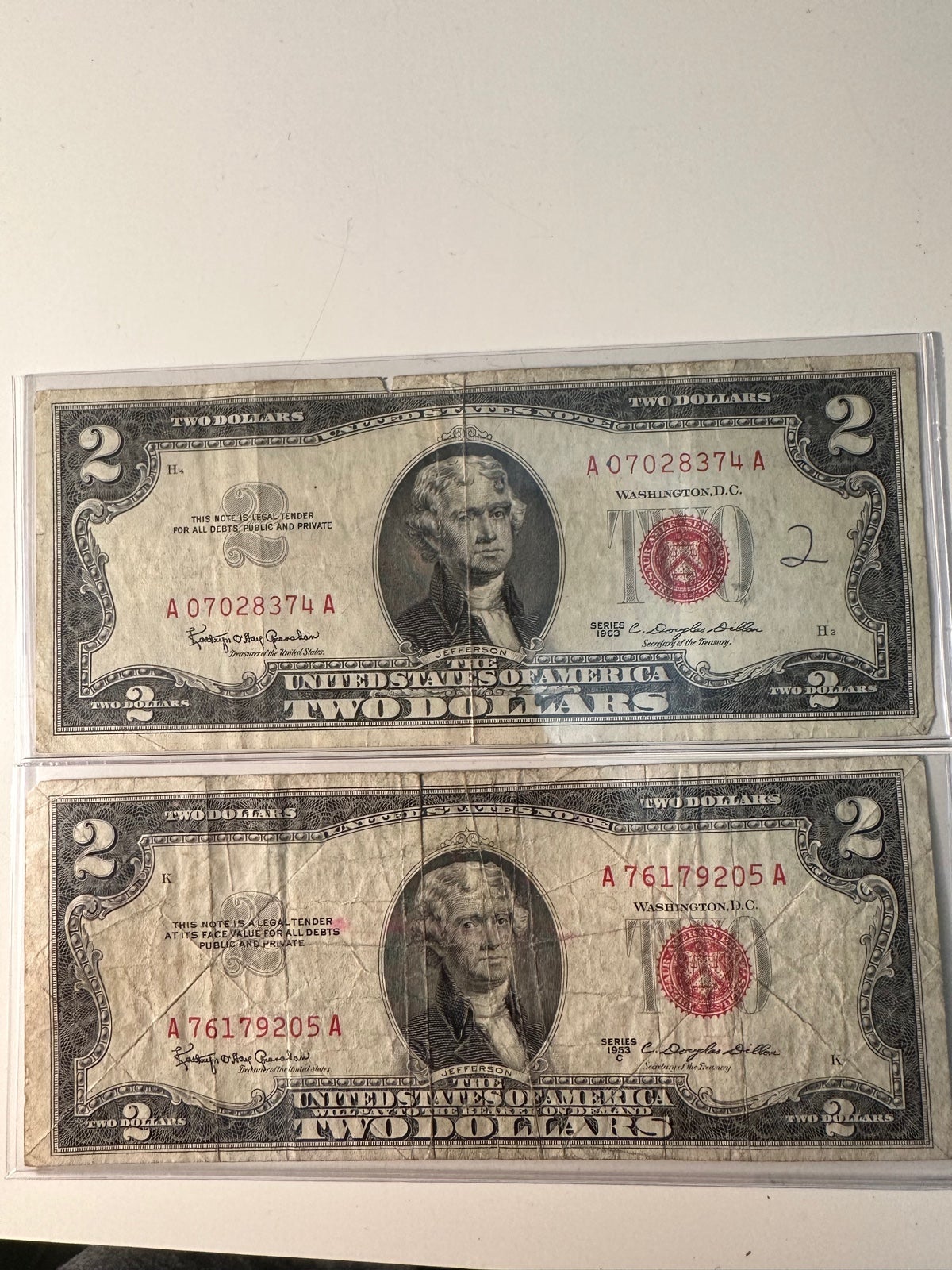 1953 & 1963 2 dollar bill red seal lot