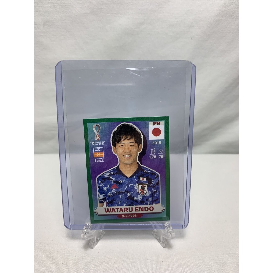 Panini 2022 FIFA World Cup Wataru Endo Japan Green Sticker JPN10