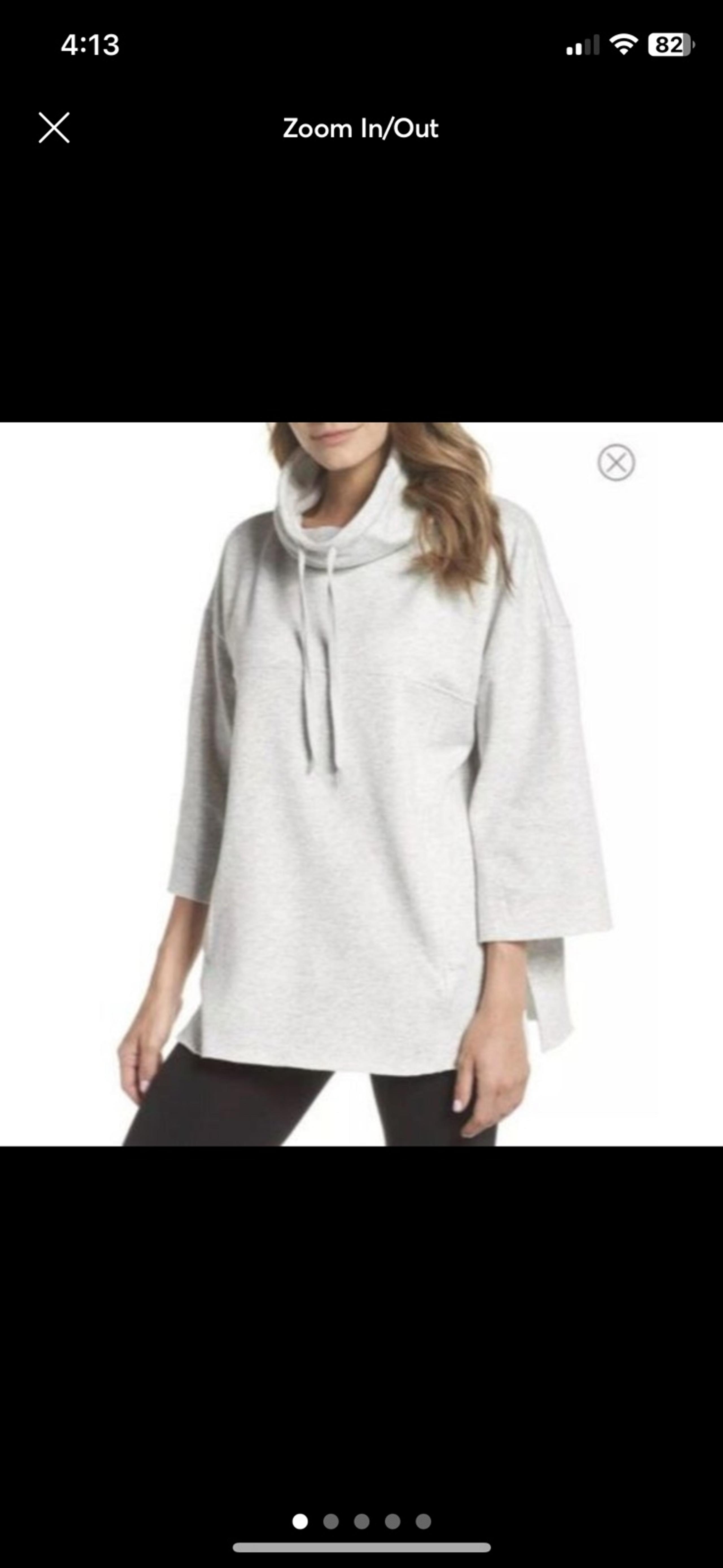 UGG Women’s Heather Grey 3/4 Sleeve Funnel Neck Sweatshirt | Size XS/S