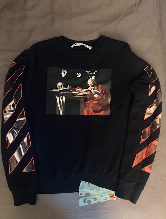 Off-White Caravaggio Diag Slim Crewneck - Black/Red
