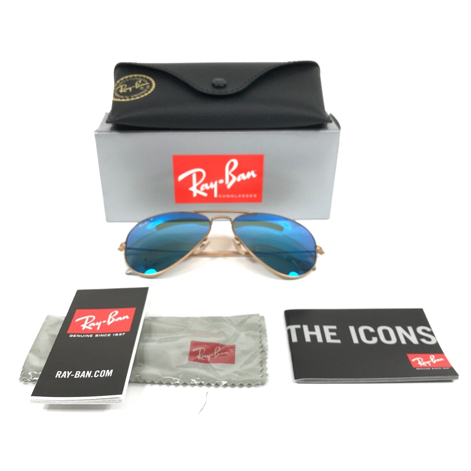 Ray-Ban Sunglasses RB3025 112/4L AVIATOR LARGE METAL Matte Arista w/ Blue Flash