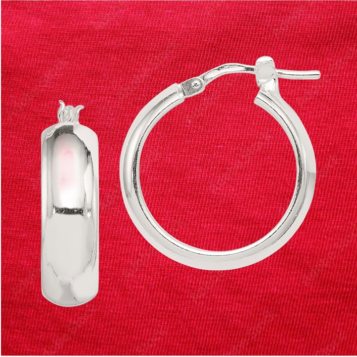 Sterling Silver Polished 6mm Round Hoop Earrings