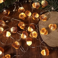 3D Twinkle Acorn Fall Decorations Harvest String Lights 10ft Copper Wire