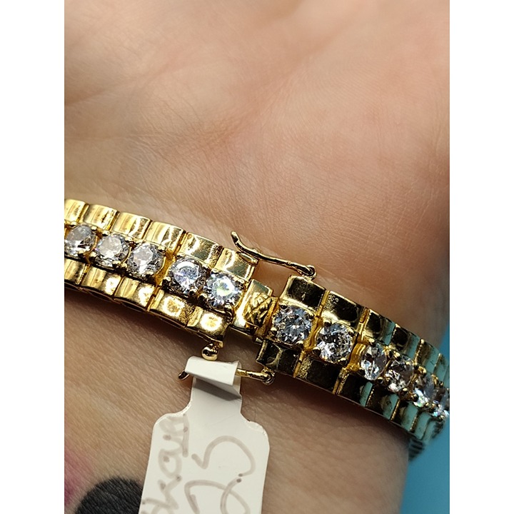 Sterling Silver with 18k Gold Over outlet Stunning Tennis Bracelet 8.25