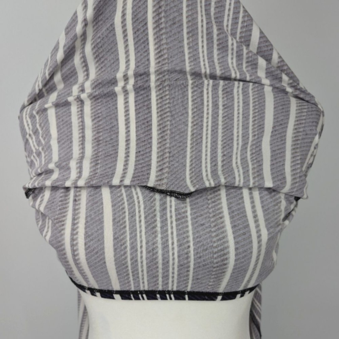 Tommy Bahama Anoche Stripe Blue White Sharkbite Hem Hi Low Midi Maxi Dress Small - detail