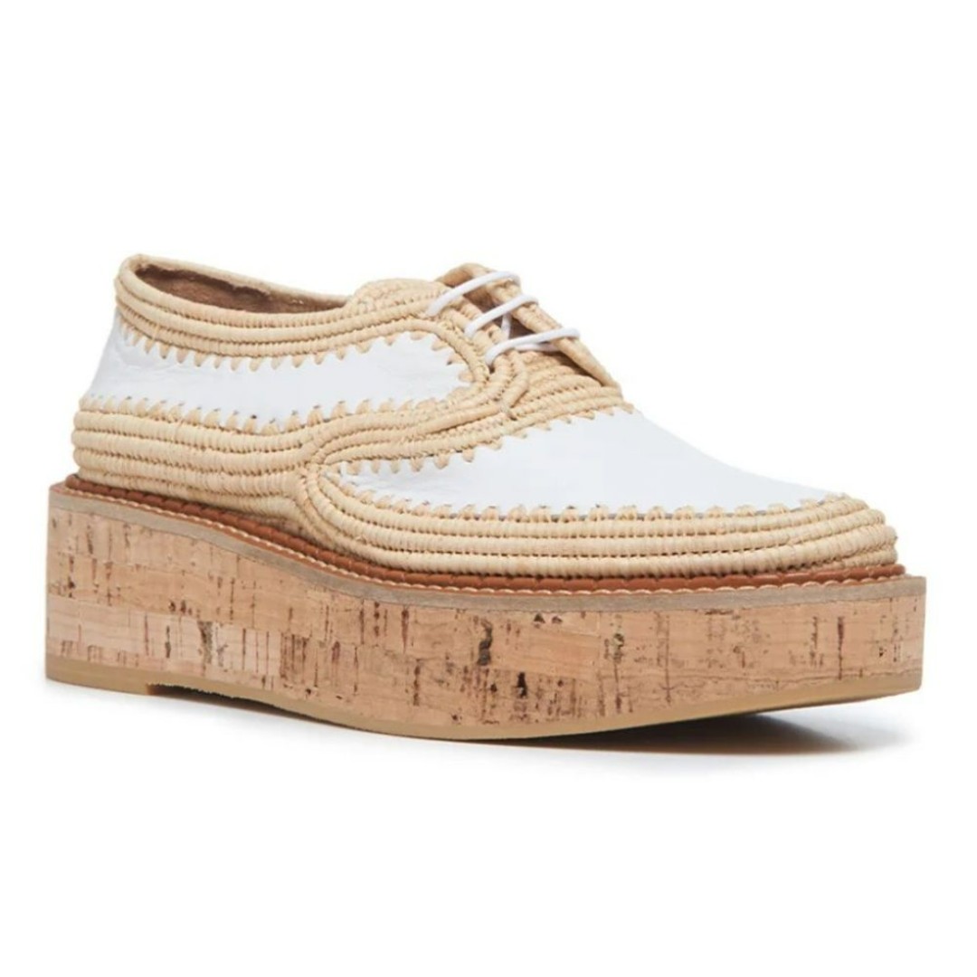 NEW Gabriela Hearst X Clergerie Louis Brogue White Leather/Raffia SIZE 40 1190