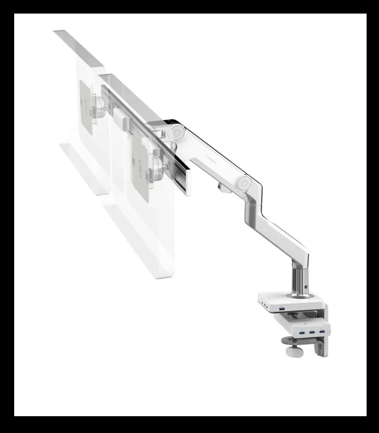 M8 Humanscale M Connect Dock Dual Monitor Arm Crossbar Aluminum Clamp Desk Mount