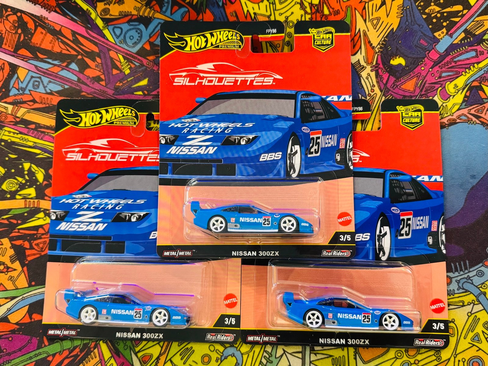 Mattel Hot Wheels Premium Silhouettes Nissan 300ZX Lot Of 3 Diecast Cars