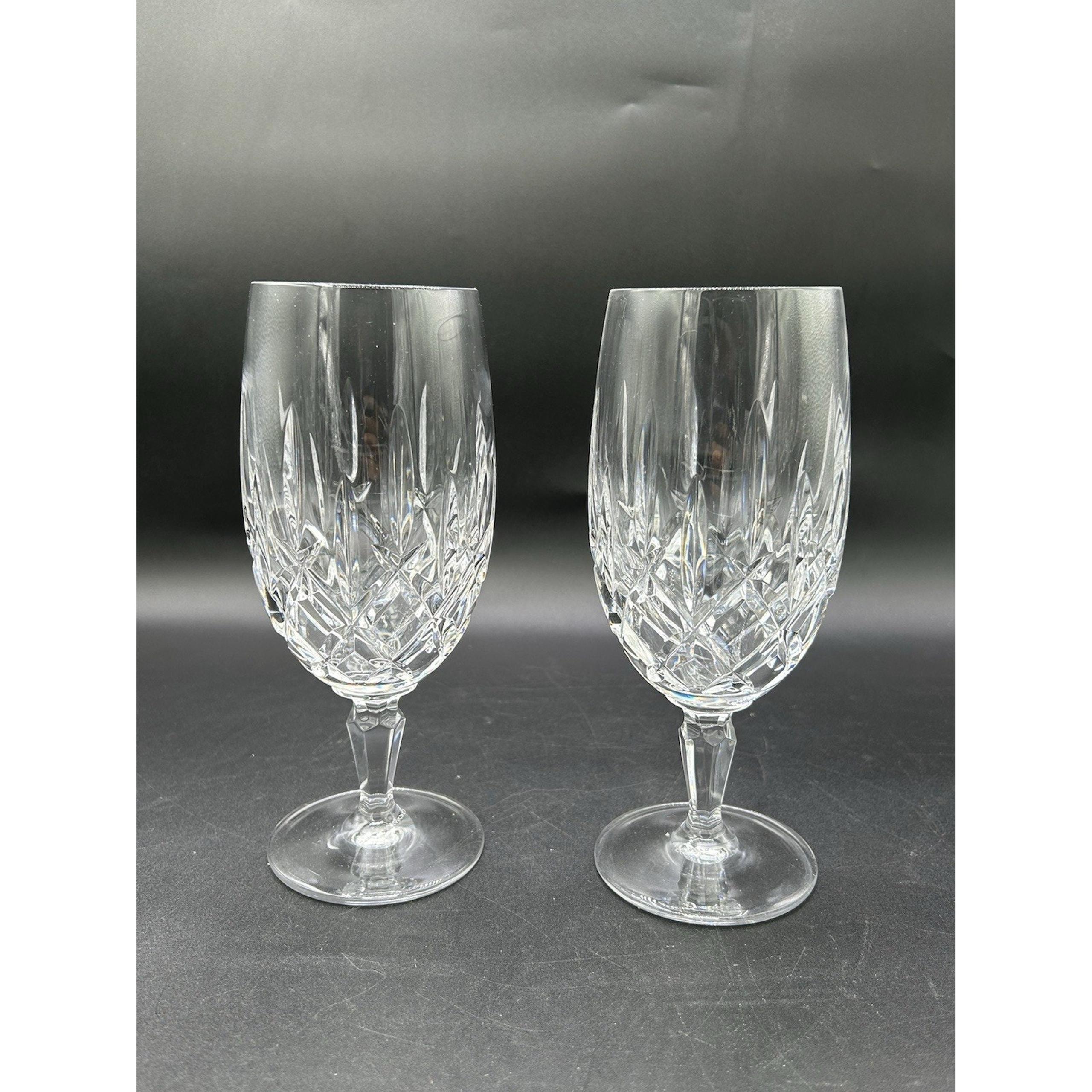 2 Gorham Crystal Lady Anne Iced Tea Glasses Goblets EXCELLENT . 7 1/2"