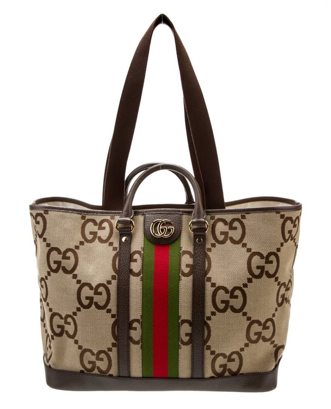 GUCCI Jumbo GG Monogram Canvas Web Bag Tote