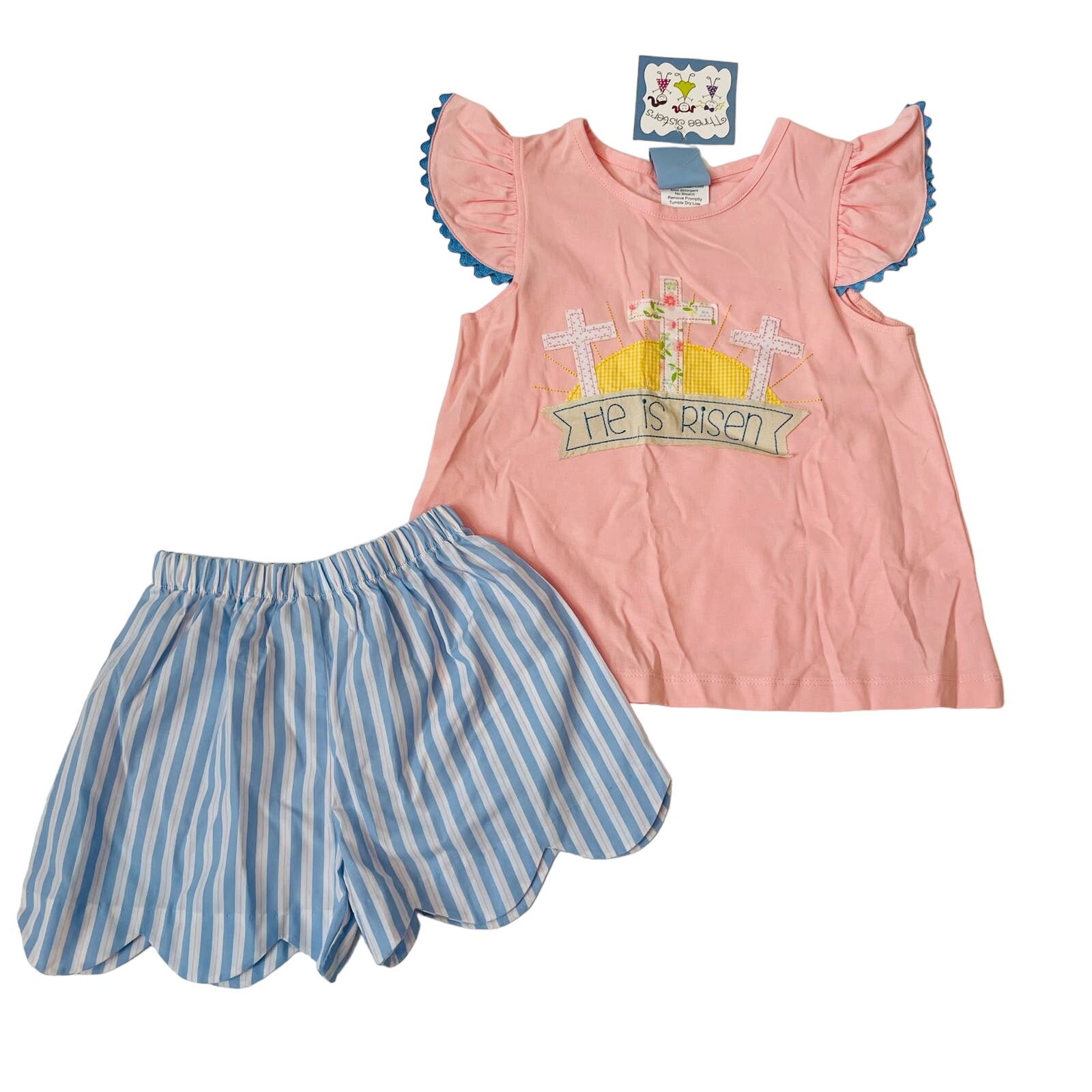 NWT Three Sisters 18M He Is Risen Pink Outfit