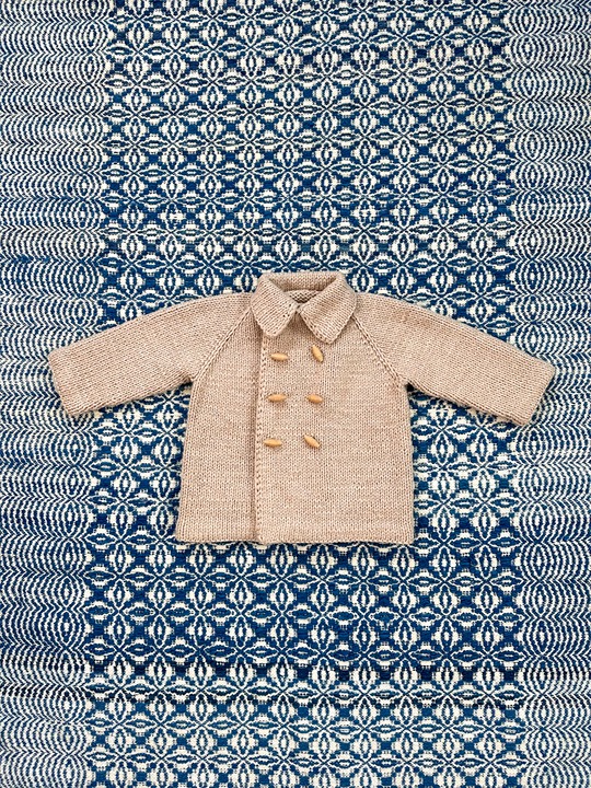 Vintage Handknit Toddler Double Breasted Fisherman Sweater Coat - Kids 2-4