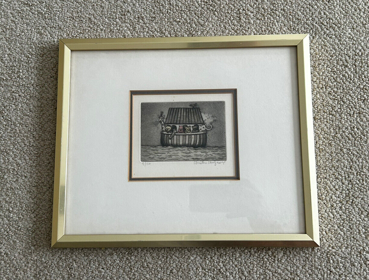 Christine Chagnoux Artist's Proof Signed Nursery Art Etching Noah's Ark Print