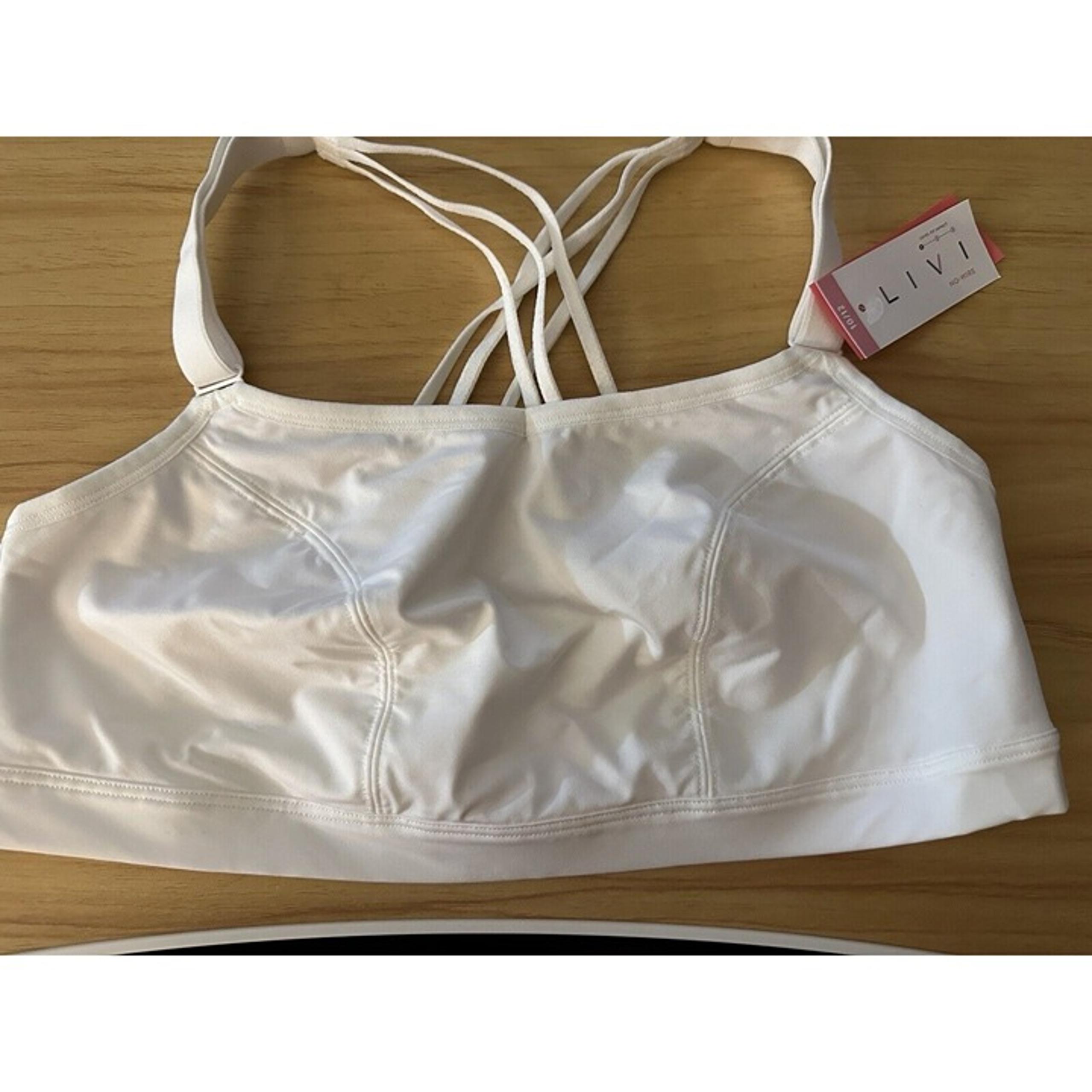 Lane Bryant LIVI Active No Wire Low Impact White Sports Bra Size 10/12