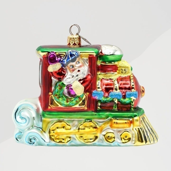 RETIRED NORTH POLE JUNCTION GEM Christmas Ornament SANTA TRAIN CHRISTOPHER RADKO
