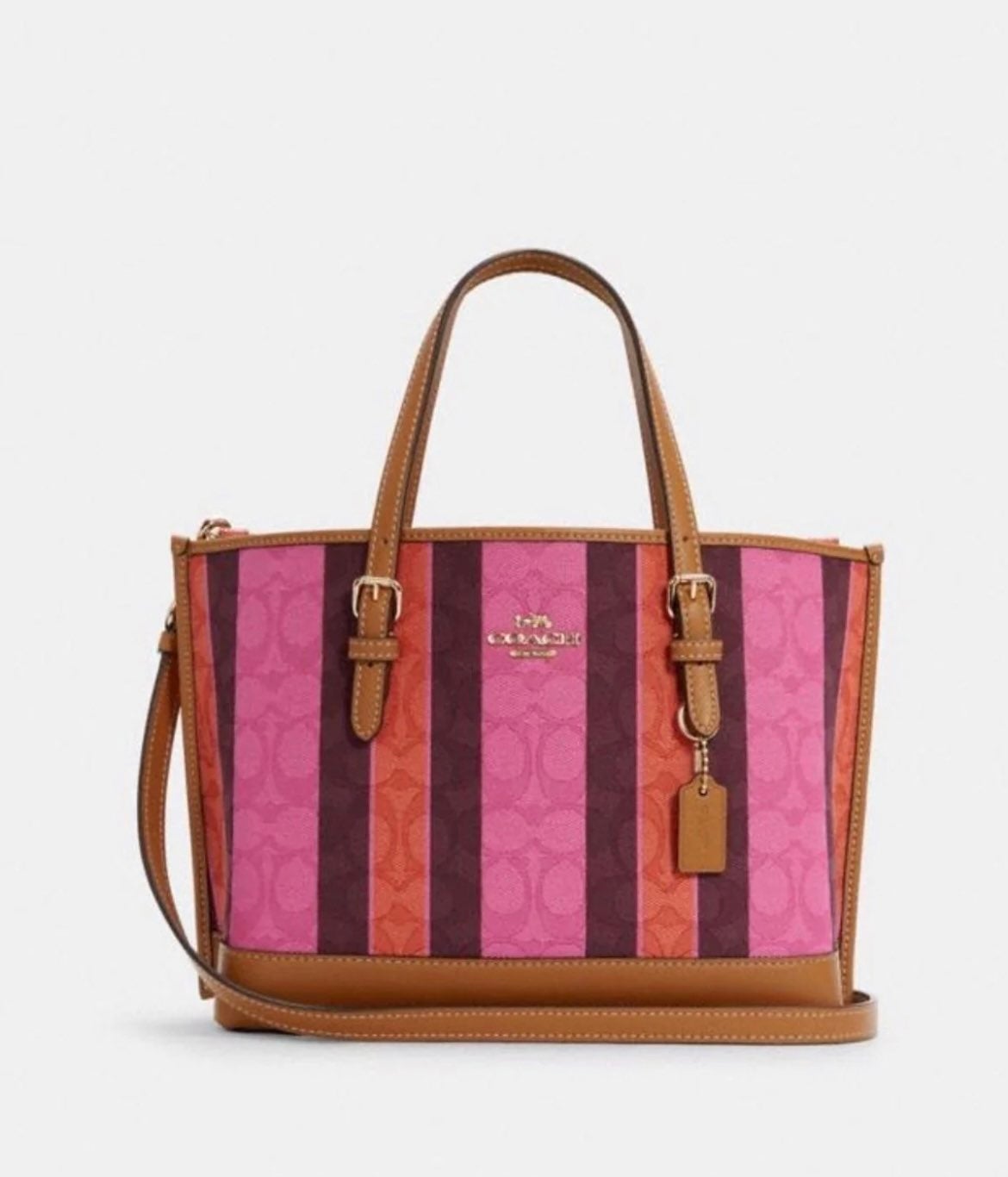 Coach Mollie Tote Croosbody In Signature Jacquard with stripes
