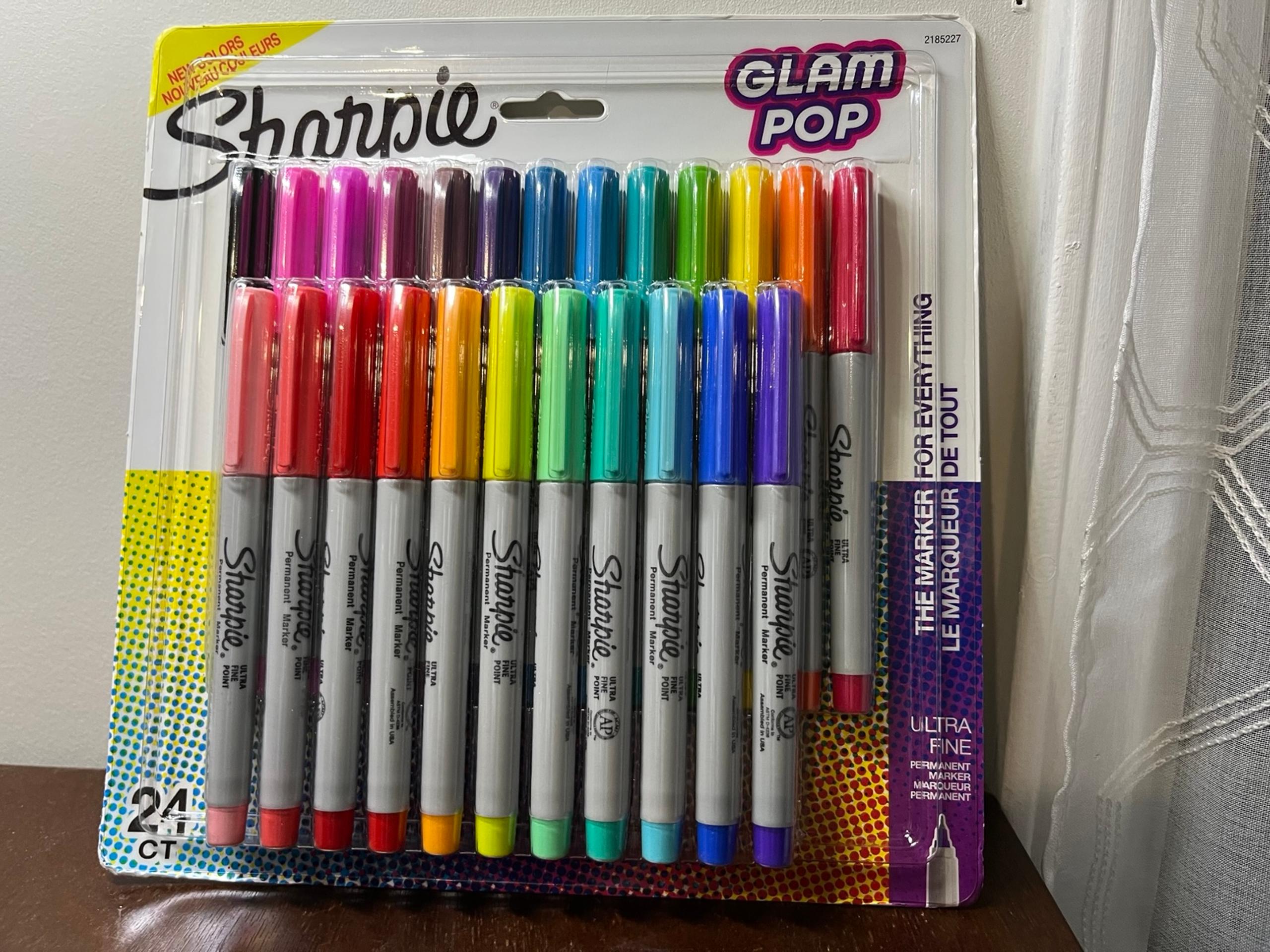 Sharpie Glam Pop Permanent Marker, 24ct, Ultra fine