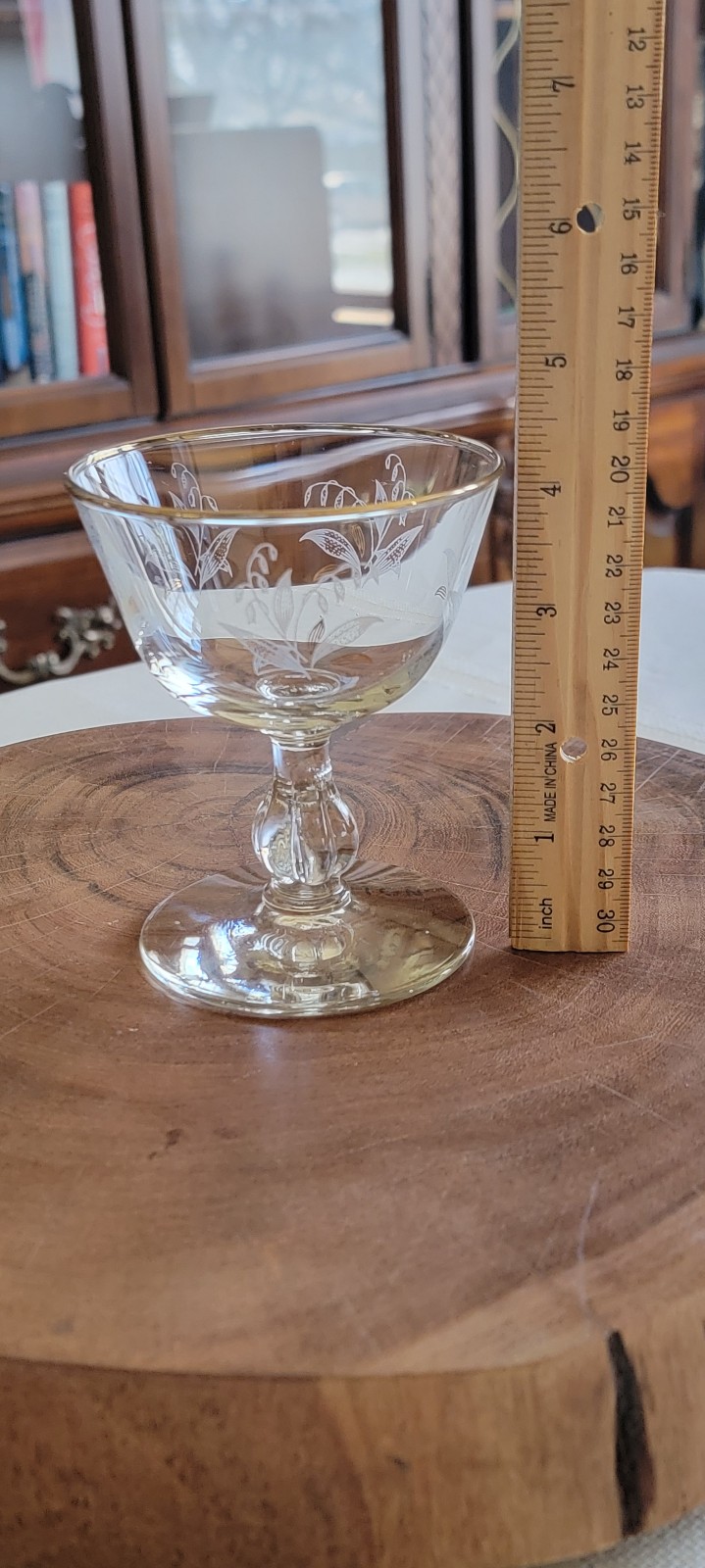 6 Vintage Libbey Golden Gilt Gold Leaf Frosted Wine Glass