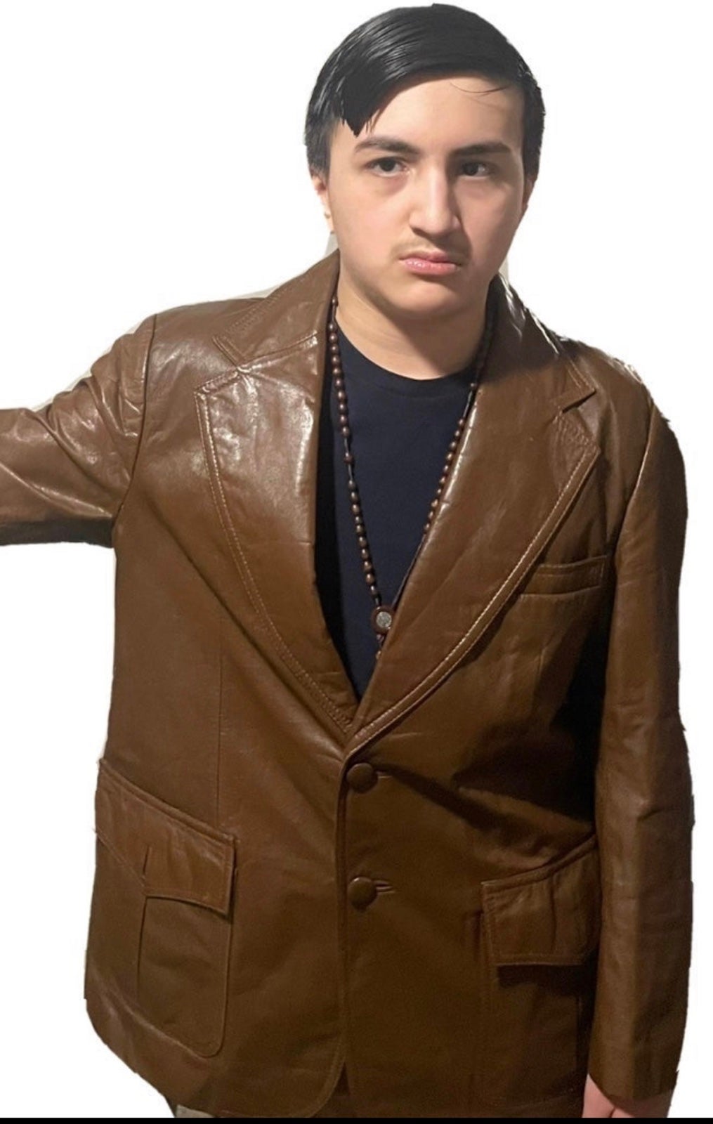 Vintage Japanese The Power leather coat blazer style by custom leathermaker S M