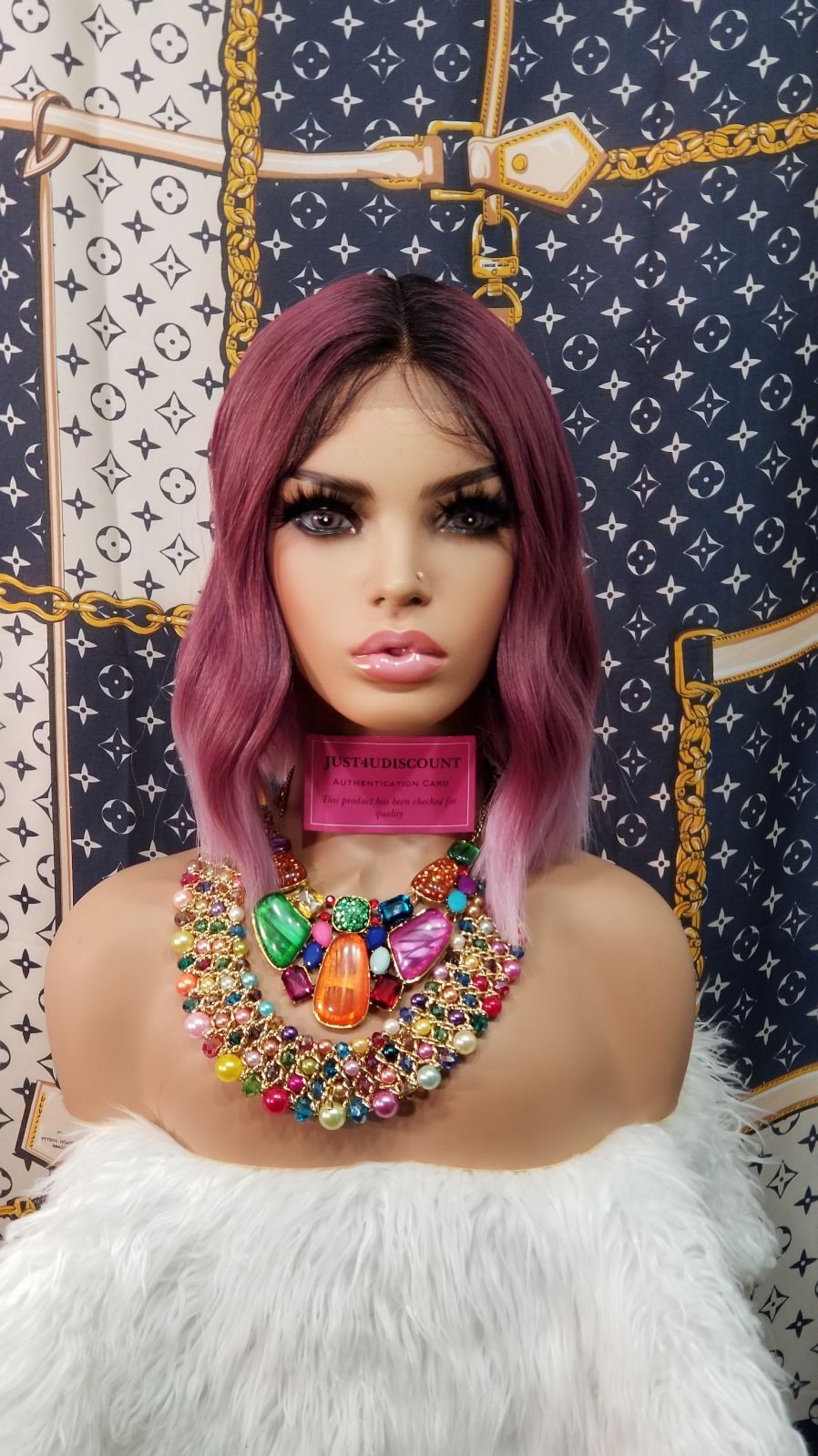 wavy pink purple fusion ombre lace wig