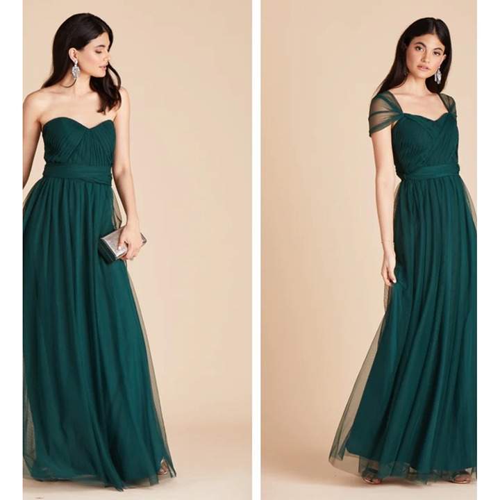 Birdy Grey Christina Dress Chiffon Emerald Green Sz Large Womens Short Sleeve