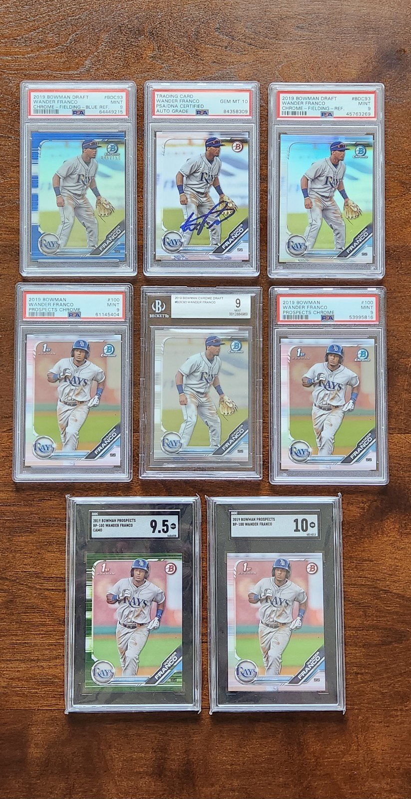Wander Franco Chrome Rookie Lot. Featuring a on card Auto. (8) card's