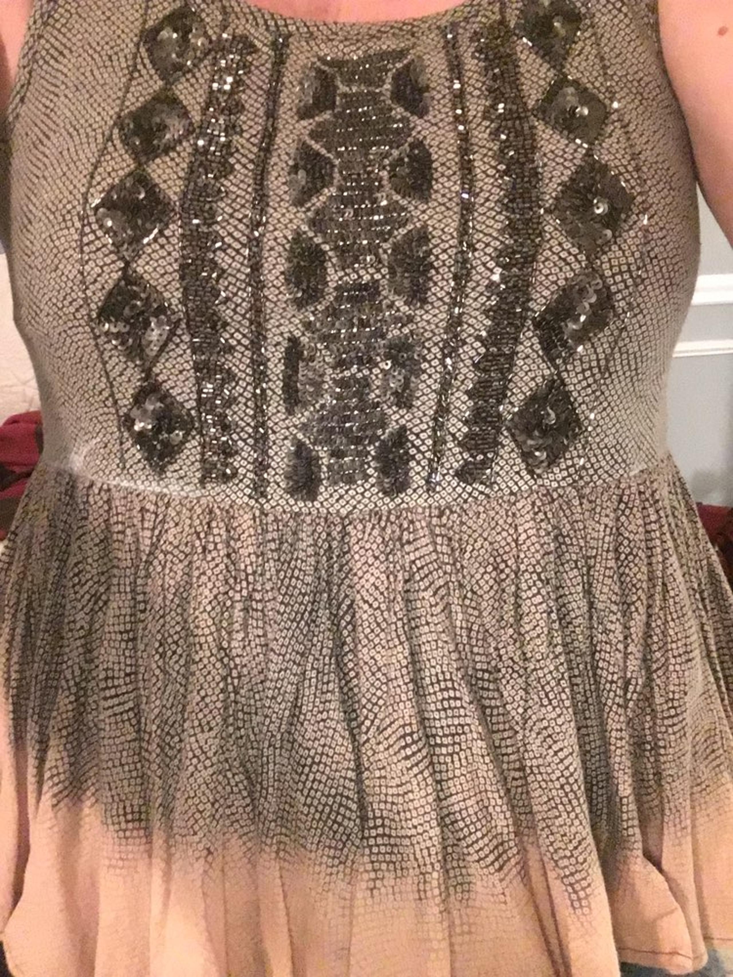 Anthropologie black/gold beaded top