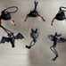 2007 Hallmark Halloween Set of 6 Spooky Spiders and Bats Miniature Ornaments HTF