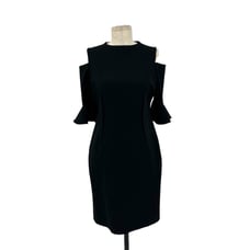 Rickie Freeman for Teri Jon Cold-Shoulder Bell-Sleeve Dress Black Size 8