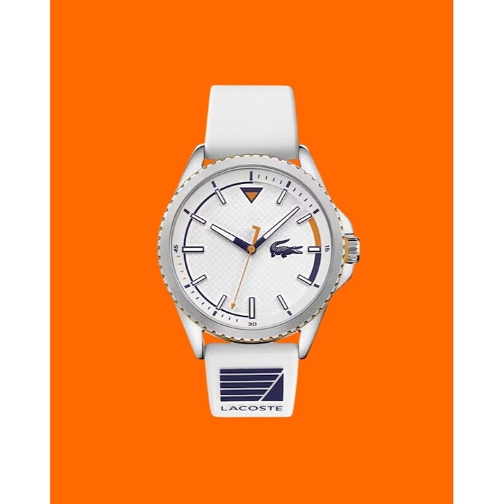 Lacoste Gents Cap Marino Watch White Silicone Colorblock 44mm NWT