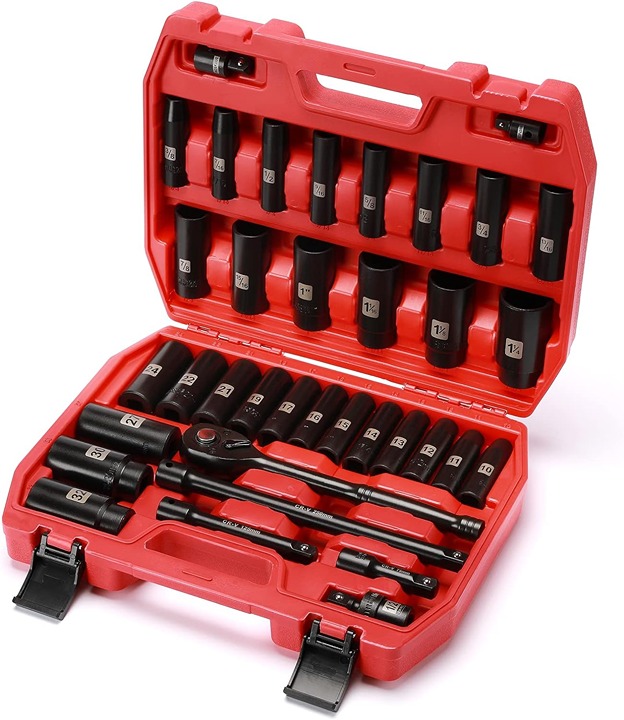 Drive Master Impact Socket Set Deep, SAE/Metric, dafe