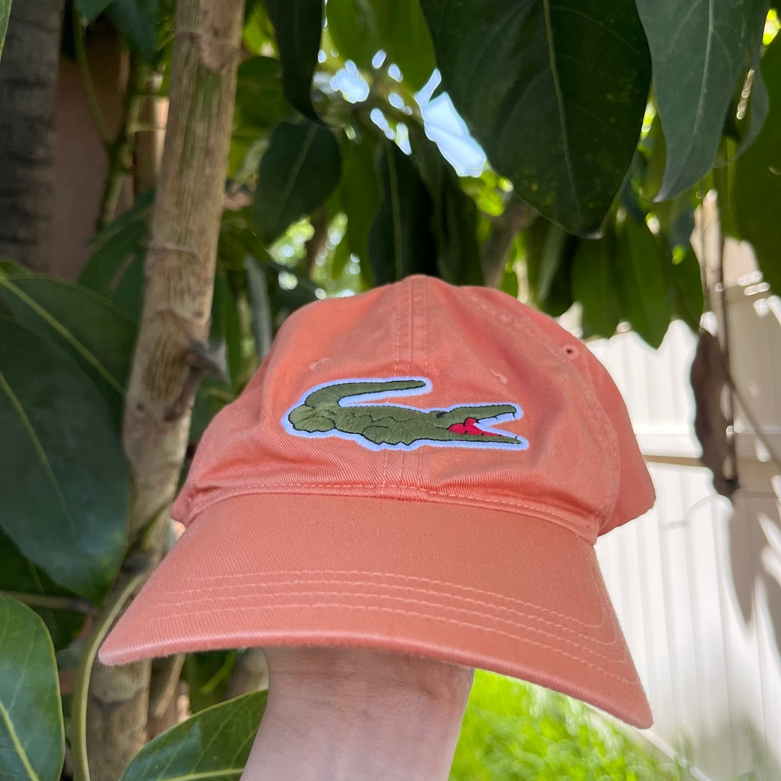 Lacoste Baseball Orange Cap with Big Embroidered Gator.