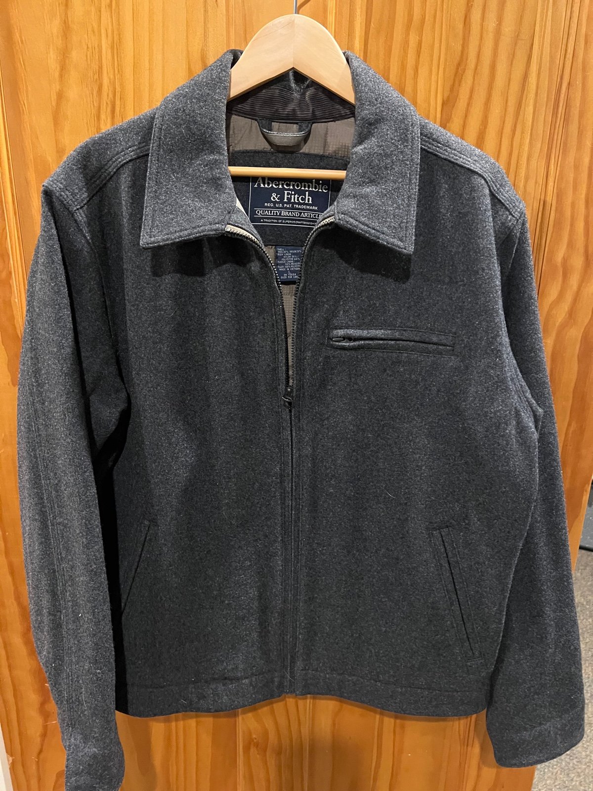 Abercrombie & Fitch Grey Wool Quilted Jacket Size L Large