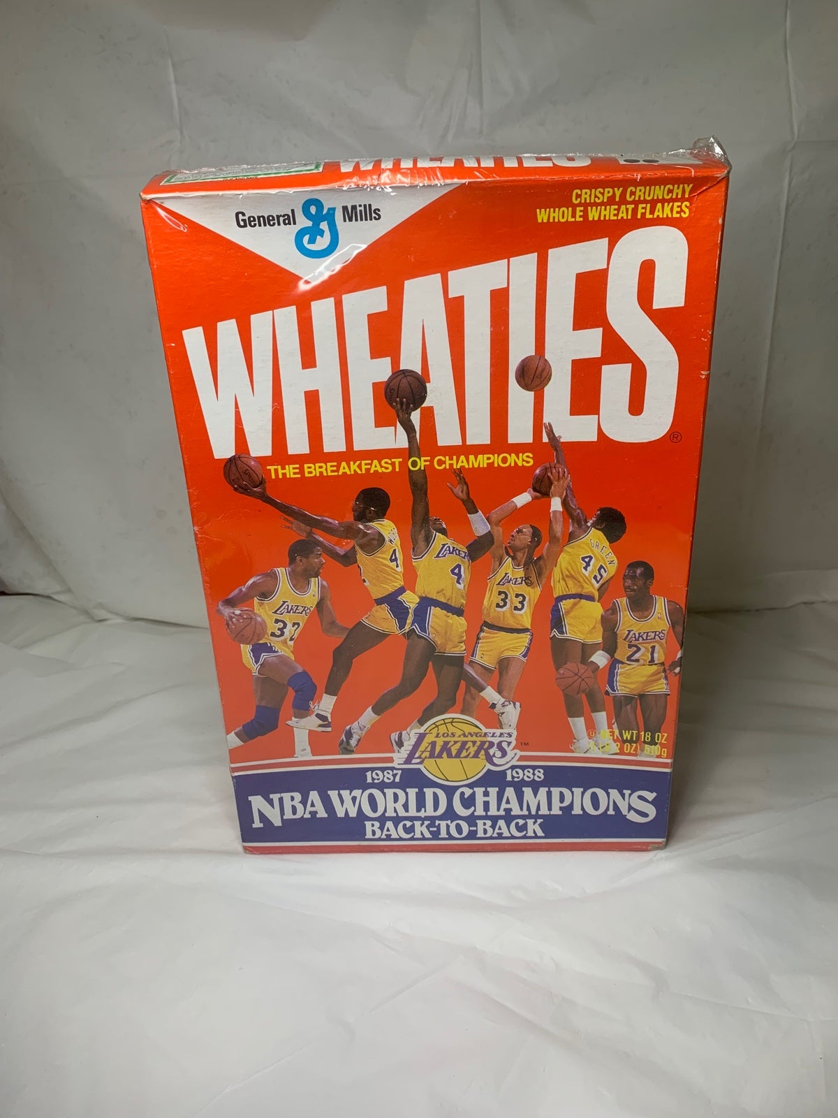 Vintage 1987-1988 NBA WORLD CHAMPIONS LAKERS Wheaties Box - Sealed Unopened