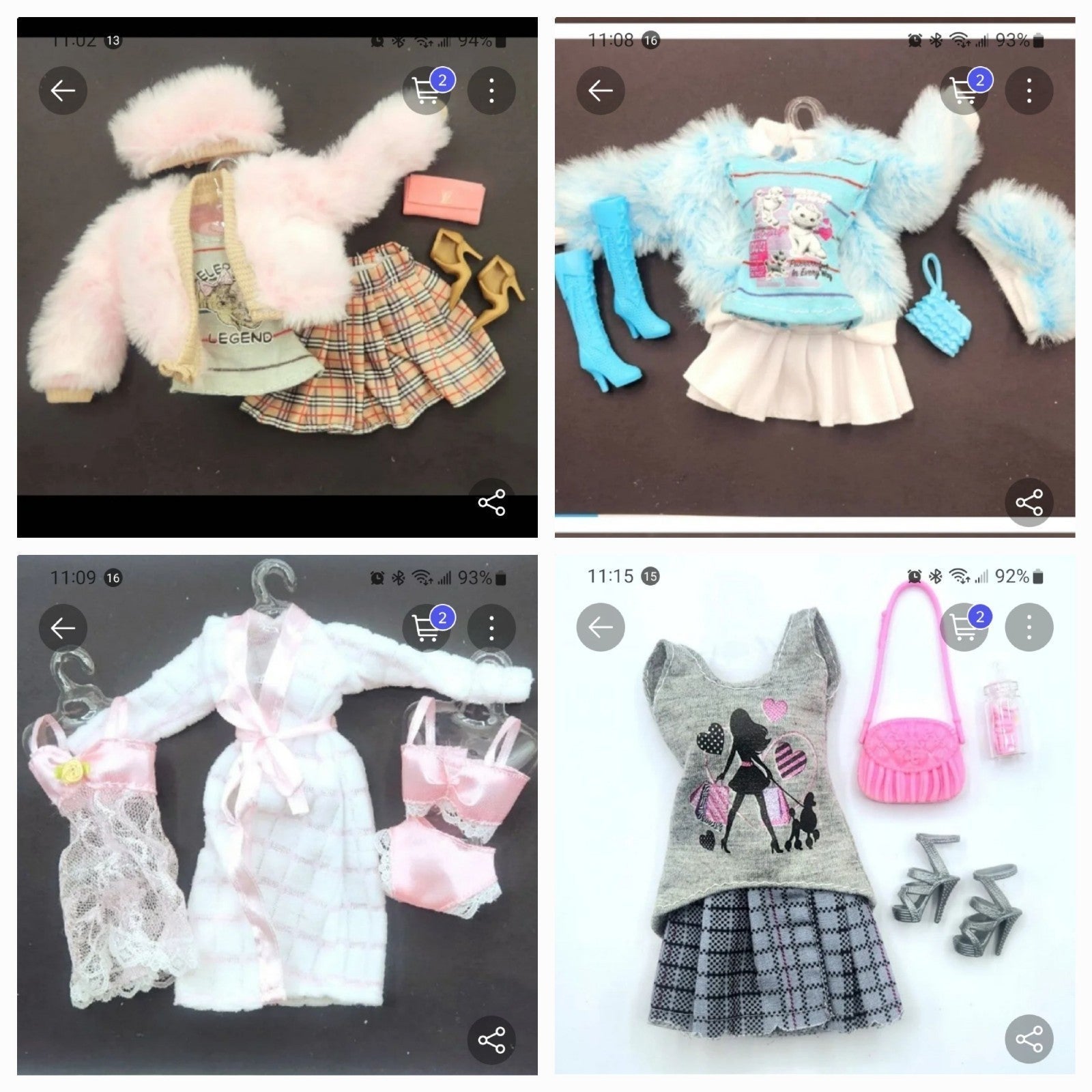 Barbie ♡s Faux Fur coat&hat sales Baby pink stylef clothes Lot#