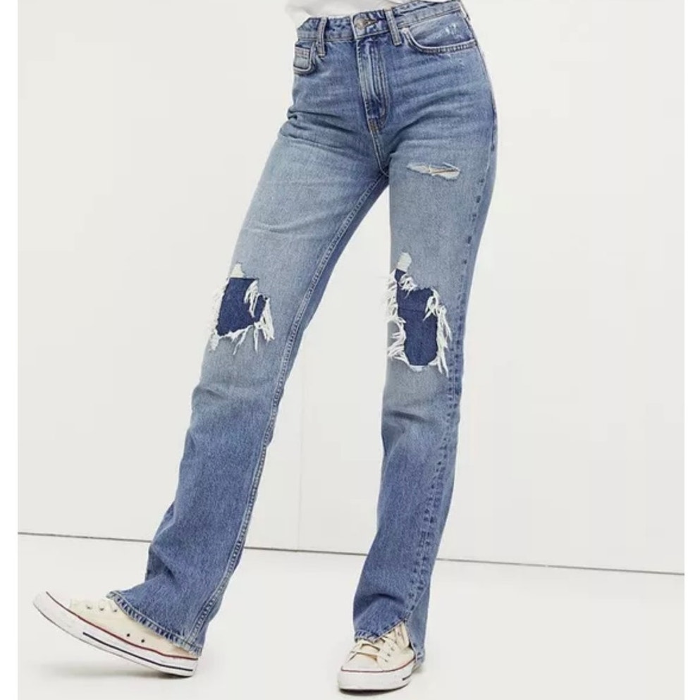 We The Free NWOT Free People My Own Lane High Rise Ripped Straight Leg Jeans