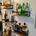 Set of 3 Floating Shelves Rustic Wood Wall Mounted Shelf Practical Metal Fence