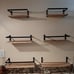 Set of 3 Floating Shelves Rustic Wood Wall Mounted Shelf Practical Metal Fence