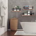 Set of 3 Floating Shelves Rustic Wood Wall Mounted Shelf Practical Metal Fence