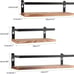 Set of 3 Floating Shelves Rustic Wood Wall Mounted Shelf Practical Metal Fence