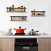 Set of 3 Floating Shelves Rustic Wood Wall Mounted Shelf Practical Metal Fence