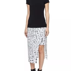 HELMUT LANG Asymmetrical Twist Knot STRATA SKIRT Print Jersey USA ( L )