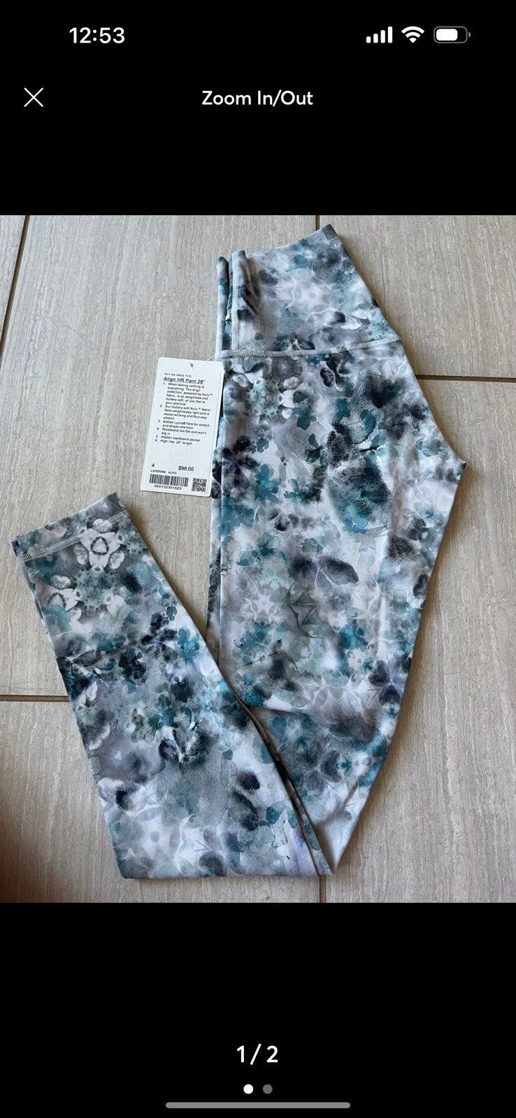 Lululemon align pant 28" Kaleidofloral size 4