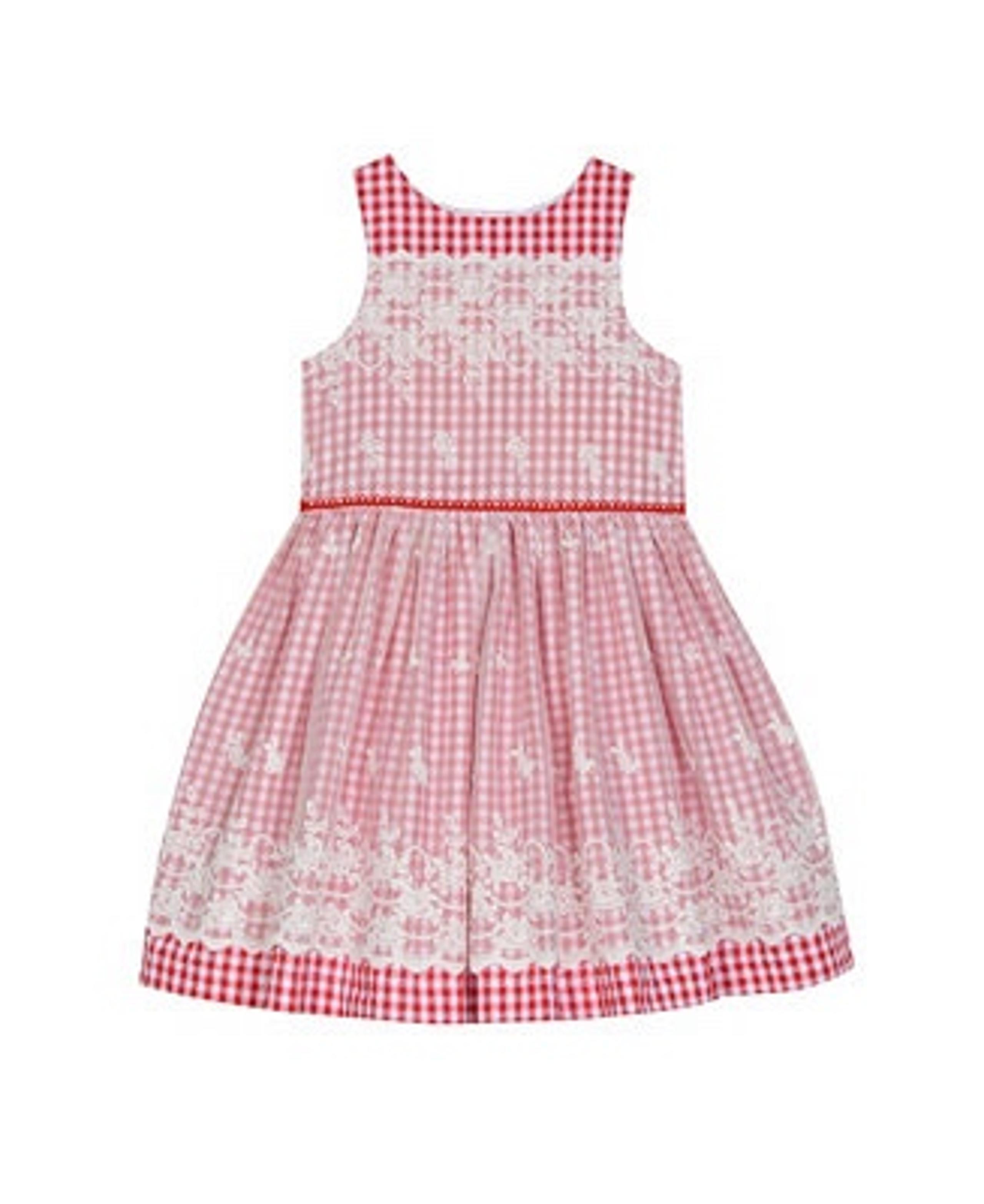 Laura Ashley London Girl's Sleeveless red checkered & lace Dress Girls Size 4